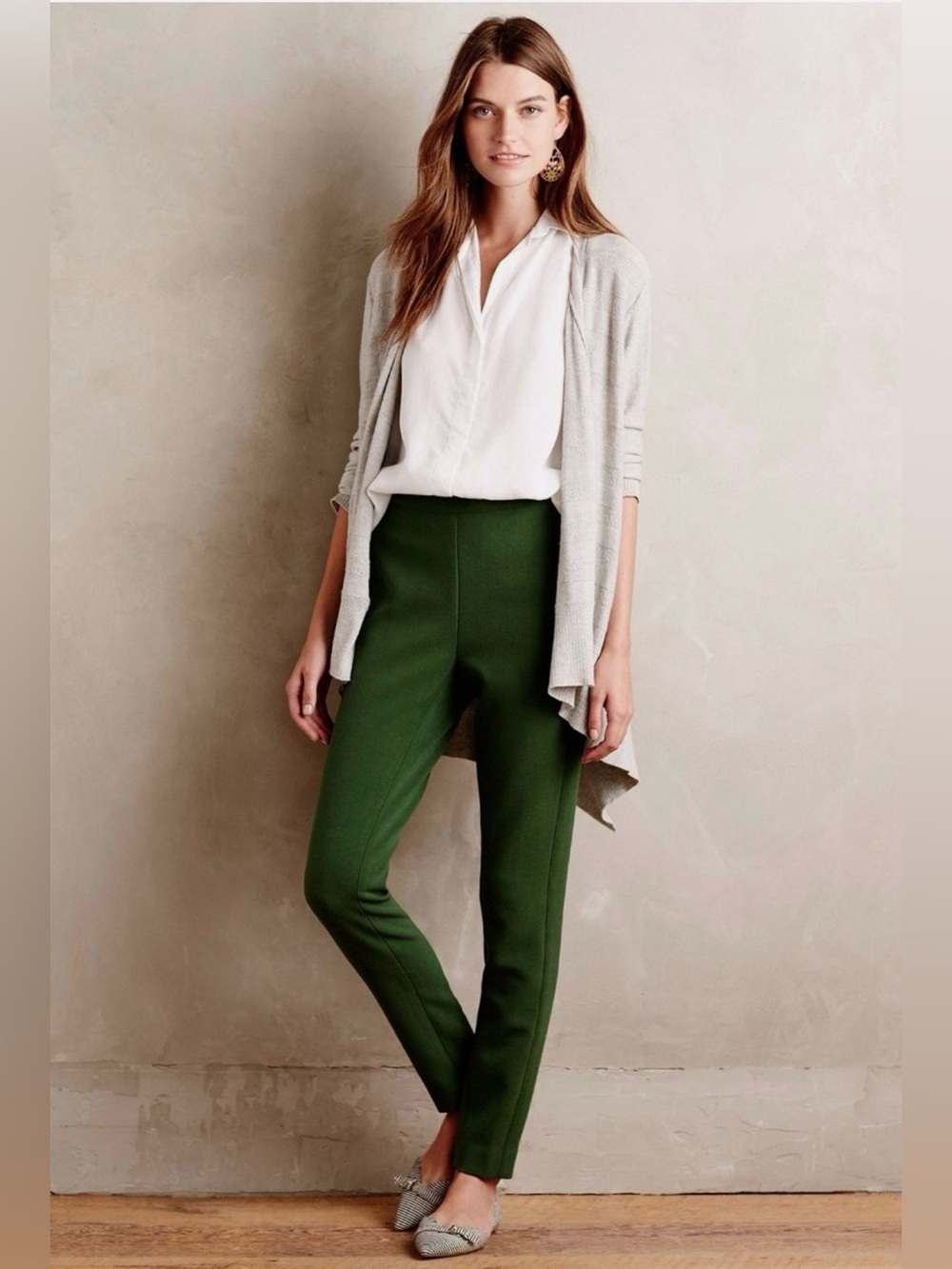 Anthropologie Cartonnier Slim High-Rise Ponte Pants in Forest Green